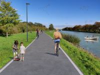 Visualisierung der verbreiterten und asphaltierten Kanalpromenade bei Tag