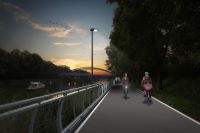 Visualisierung der verbreiterten und asphaltierten Kanalpromenade während bei Nacht, Bauabschnitt 4