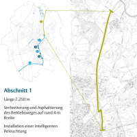 kartografische Darstellung und Einordnung des Bauabschnittes 1 in das Stadtgebeiet von Münster