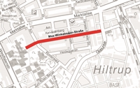 Die Karte zeigt die Lage der Max-Winkelmann-Straße im Stadtteil Münster-Hiltrup