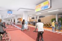 Visualisierung des integrierten Fahrradparkhauses Visualisierung des integrierten Fahrradparkhauses