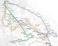 Stadtplanausschnitt mit Markierungen