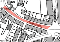 Stadtplanausschnitt mit farblicher Markierung der Baumaßnahme