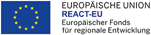 Signet: EU-Flagge und Schriftzug 'REACT-EU Europäischer Fonds für regionale Entwicklung' 