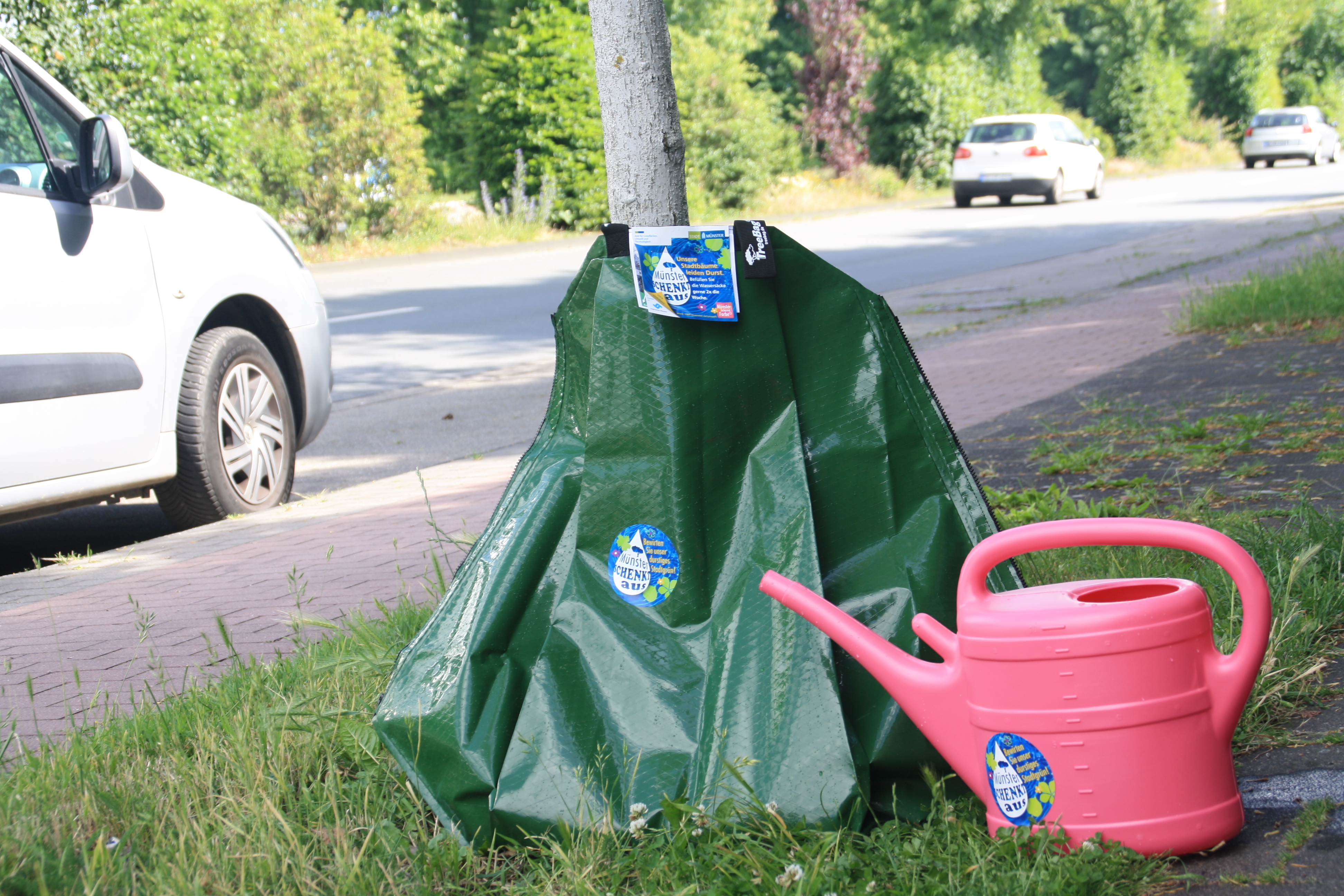 Wassersack mit Gießkanne