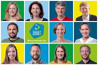 Montage mit Portraits der zehn Mitarbeitenden der KLENKO. In der Mitte das Logo "Unser Klima 2030".
