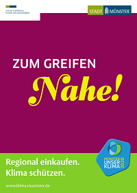 Motiv der Mitmachkampagne "Unser Klima 2030": "Zum Greifen Nahe! Regional einkaufen. Klima schützen."