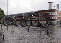 Der überflutete Albersloher Weg im Juli 2014