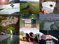 Collage mit Bildern zu unterschiedlichen Anwendungsbereichen des Abwasserbeseitigungskonzepts.