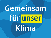 Plakat der Stadt Münster mit der Aufschrift: 'Gemeinsam für unser Klima. Zusammen machen wir den Unterschied.'
