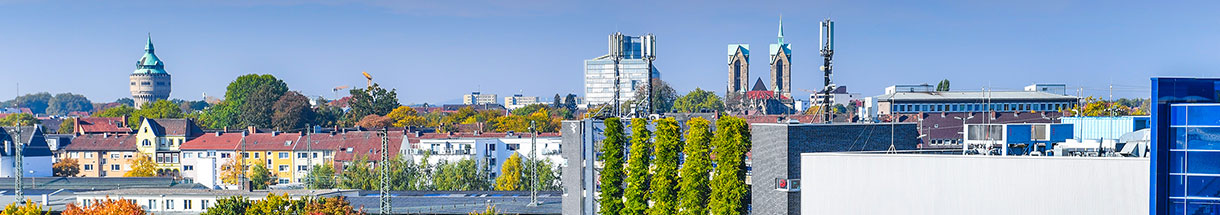 Blick auf das Südviertel, im Vordergrund eine begrünte Hausfassade