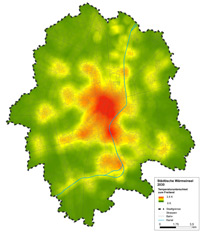 Grafik mit der Temperatur-Prognose für das Jahr 2030 in Münster