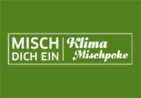 Logo der Kampagne "KlimaMischpoke" Grafik mit Aufschrift 'Misch dich ein - KlimaMischpoke'