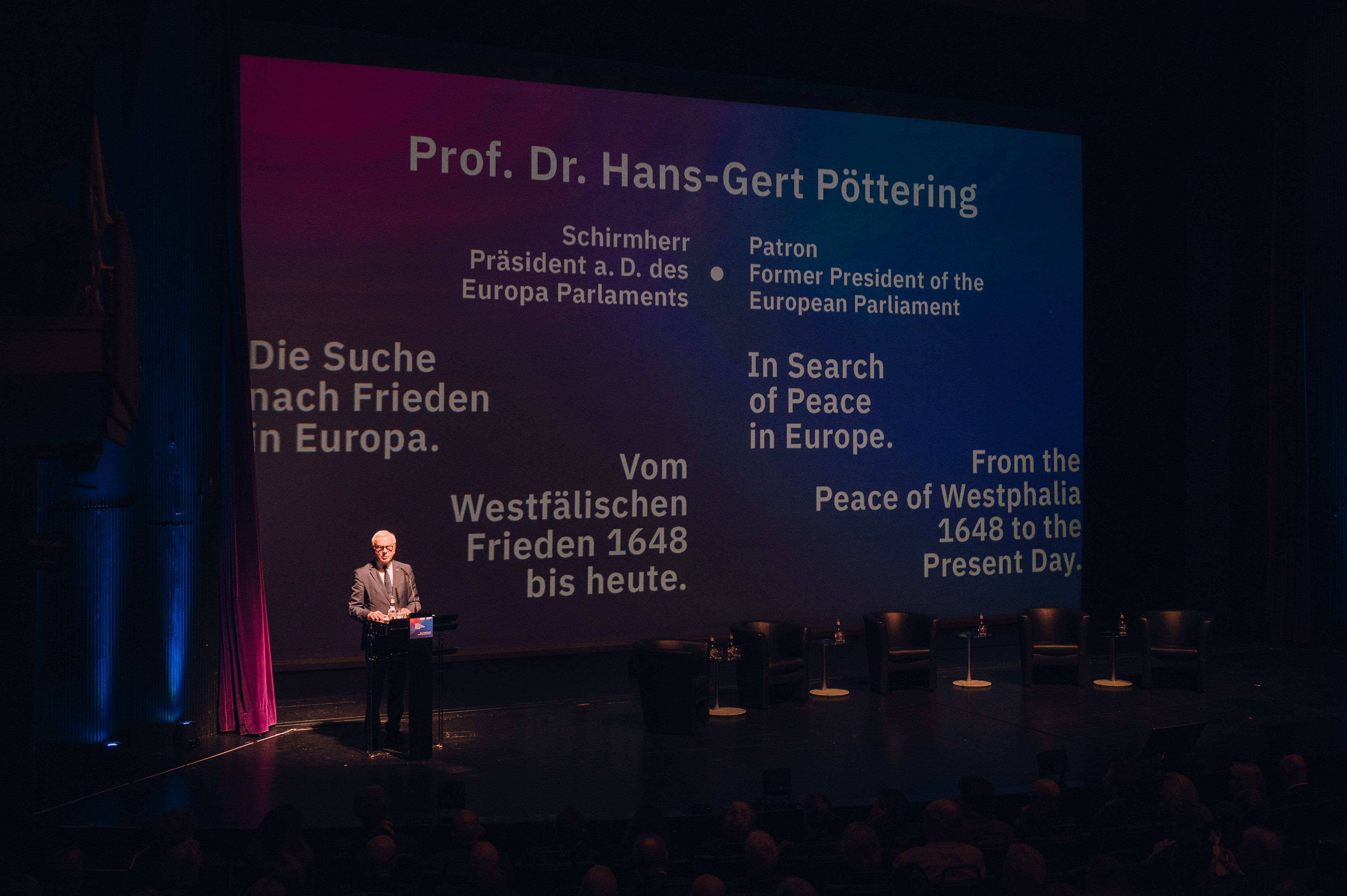Der Westphalian Peace Summit steht unter der Schirmherrschaft von Prof. Hans-Gert Pöttering, ehemals Präsident des Europaparlamentes. 