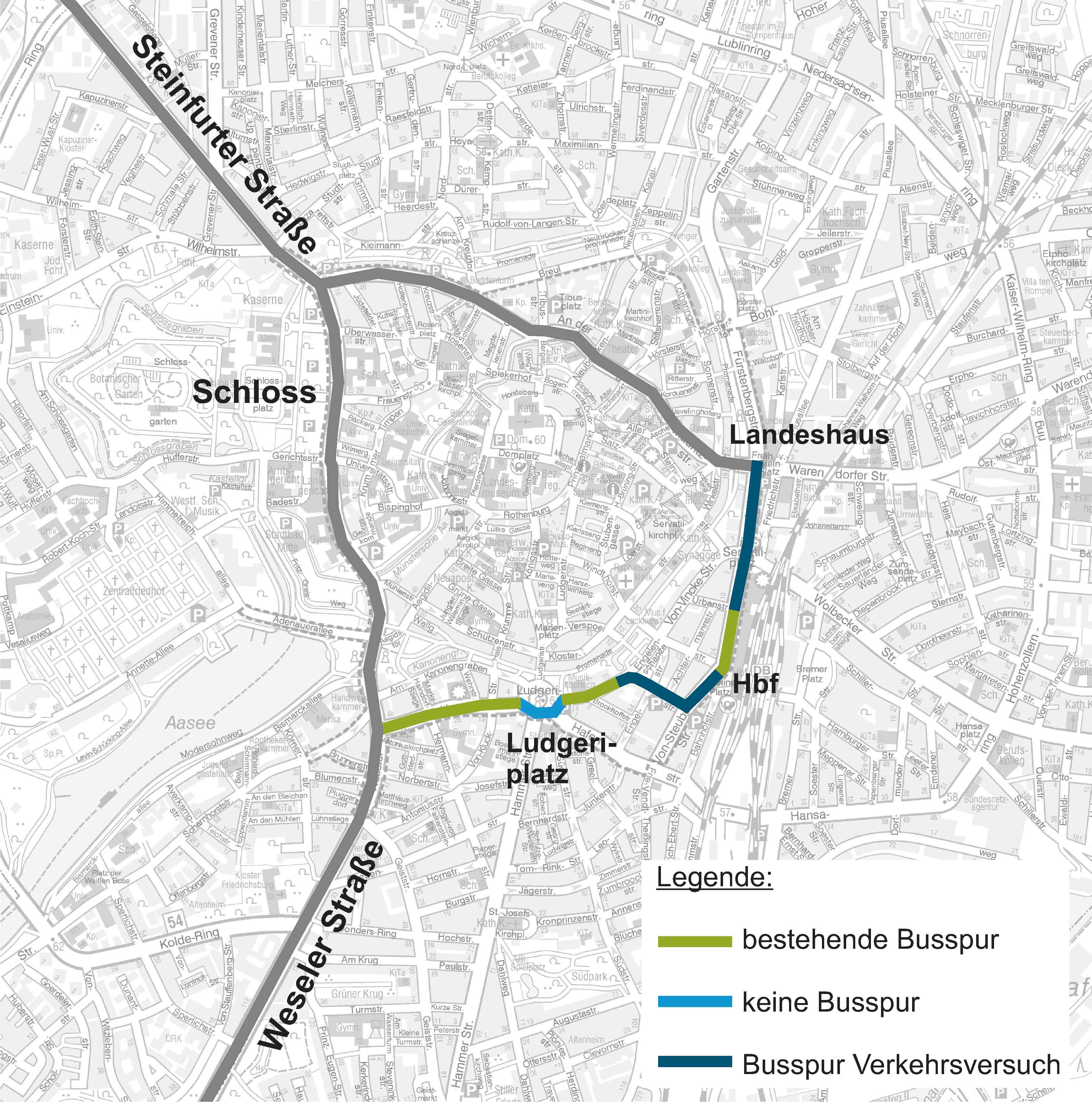 Verkehrsversuche: Karte Busspur