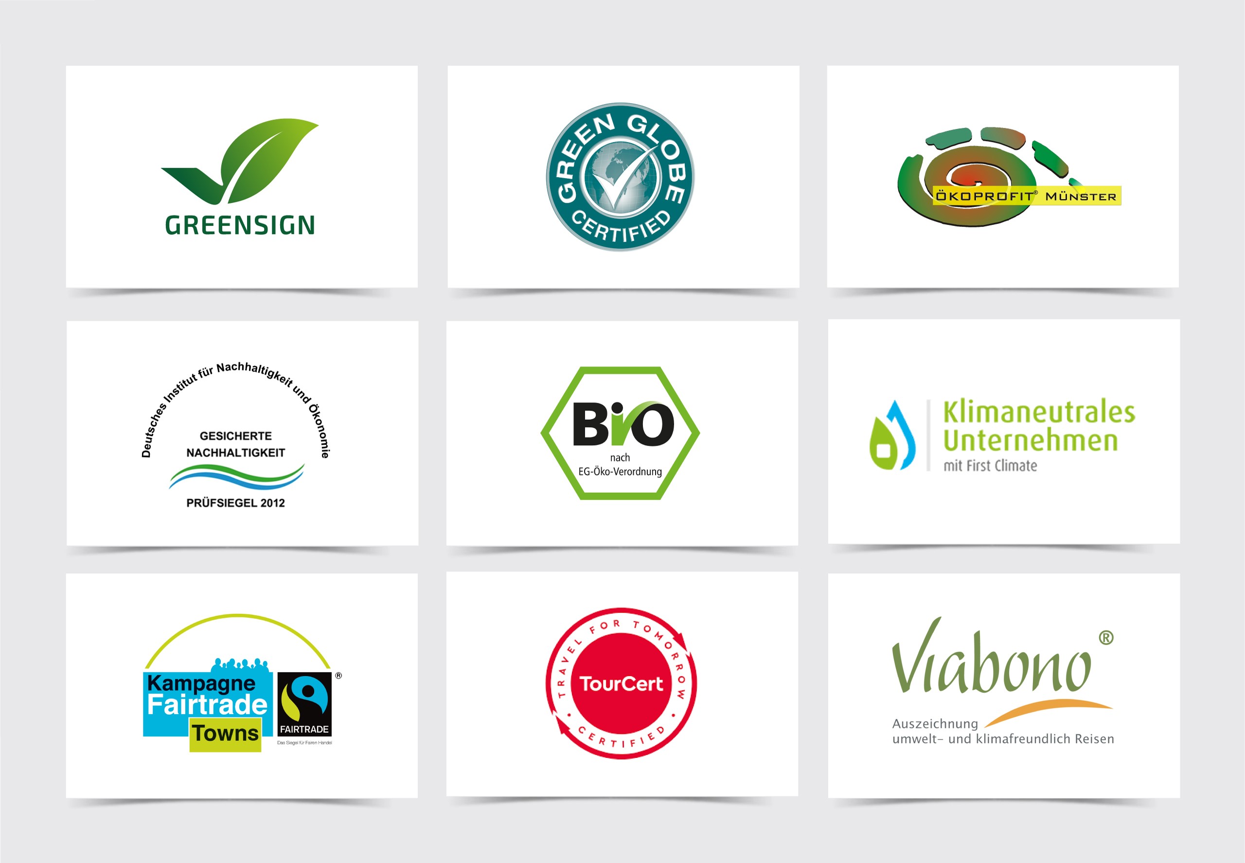 Logos von Umwelt- und Nachhaltigkeitszertifikaten