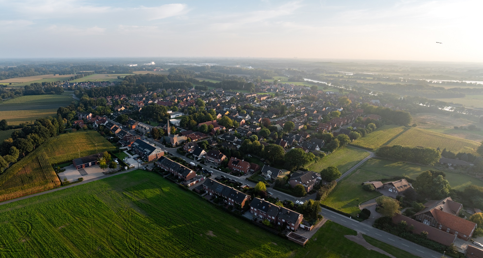 Hier sieht man den Münsteraner Stadtteil Gelmer aus der Vogelperspektive