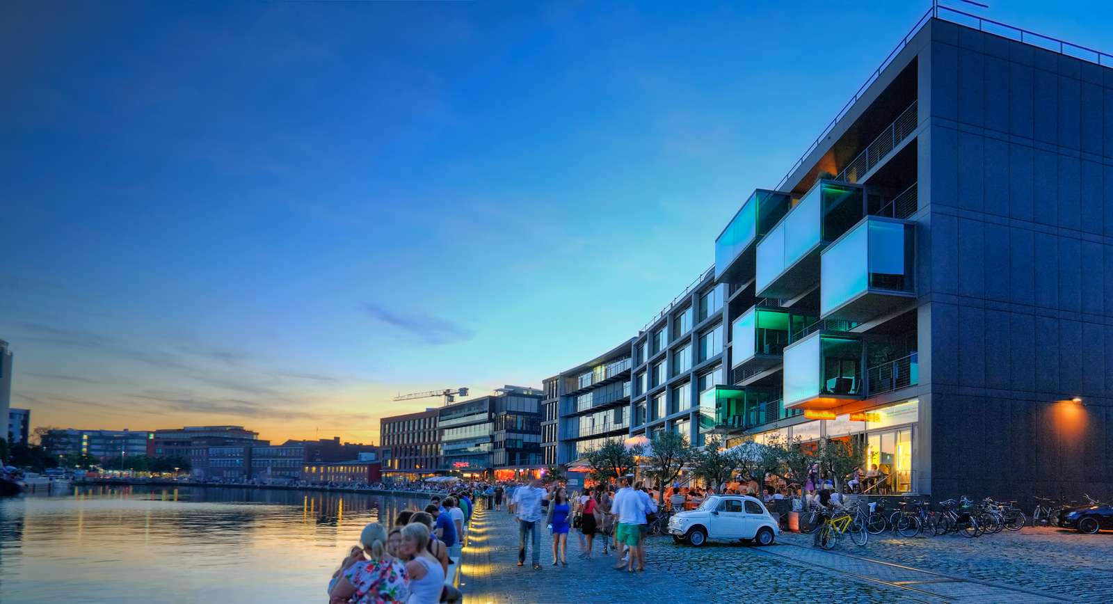 Nachtleben am Hafen in Münster