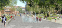 Blumenbeete, Wasserspiele und Sitzmöglichkeiten: So könnte künftig der „Apostelgarten” an der Neubrückenstraße aussehen. ©SAL Landschaftsarchitektur Blumenbeete, Wasserspiele und Sitzmöglichkeiten: So könnte künftig der „Apostelgarten” an der Neubrückenstraße aussehen. ©SAL Landschaftsarchitektur