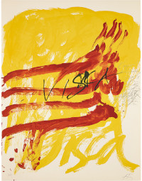Foto: Antoni Tàpies, Als mestres de Catalunya, 1974, Farblithografie Sammlung Großhaus © Commisió Tàpies / VG Bild-Kunt, Bonn 2023 Foto: Antoni Tàpies, Als mestres de Catalunya, 1974, Farblithografie Sammlung Großhaus © Commisió Tàpies / VG Bild-Kunt, Bonn 2023
