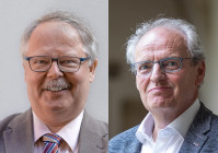 Porträtfotos von Prof. Dr. Holger Strutwolf und Prof. Dr. Hubert Wolf
