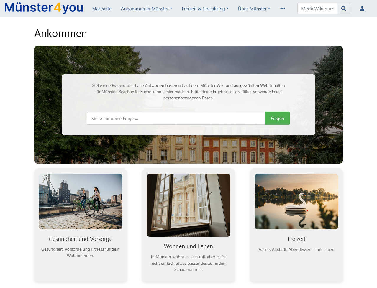Screenshot der Webseite