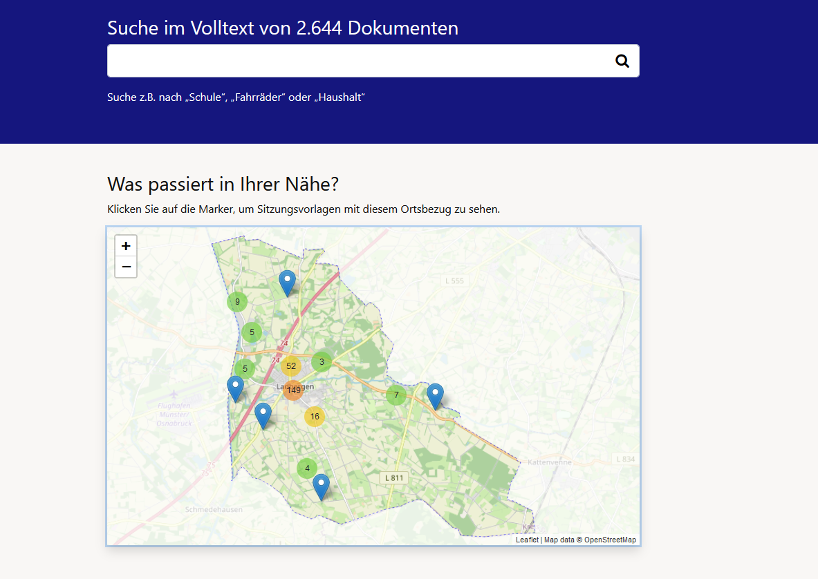 Bildschirmfoto von "Meine-Stadt-Transparent" Ladbergen