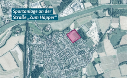 Markierter Ortsausschnitt wo die Umgestaltung der Sportanlage stattfindne soll