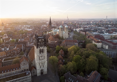 Blick über Münsters Innenstadt aus der Vogelperspektive