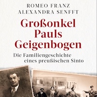 Buchcover „Großonkel Pauls Geigenbogen“ Zu sehen ist das Cover des Buchs "Großonkel Pauls Geigenbogen" von Alexandra Senfft und Romeo Franz.