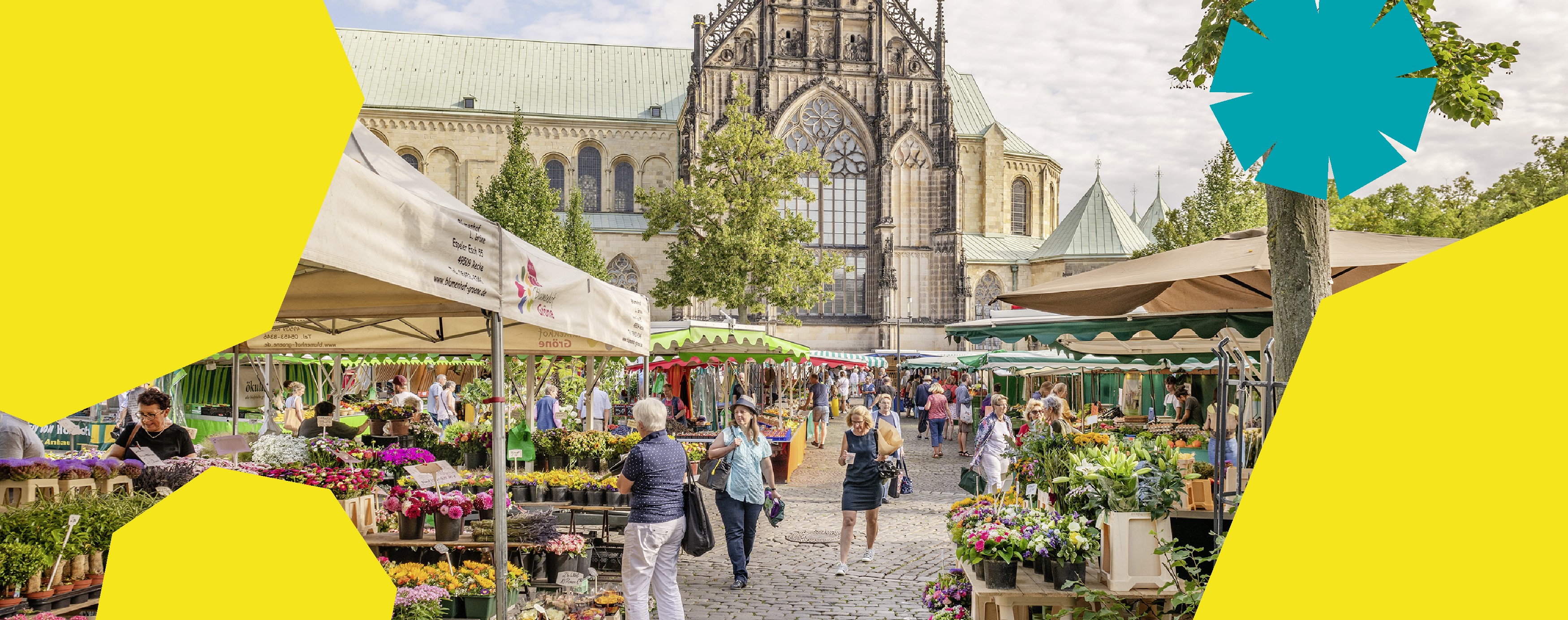 Personen auf dem Markt bei Sonnenschein