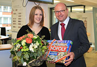 Am 10. November hieß Oberbürgermeister Markus Lewe Stefanie Luik als 300.000ste Münsteranerin willkommen. | Foto: Presseamt Münster