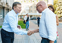 Oberbürgermeister Markus Lewe und sein Amtskollege Serhii Morhunov