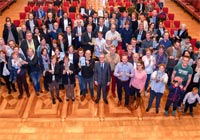 Bei einer Feierstunde im Rathaus-Festsaal nahmen die Eigentümerinnen und Eigentümer die von der Stadt verliehenen Gütesiegel für vorbildlich sanierte Altbauten entgegen. (Foto: Stadt Münster) Beim Klick auf das Bild öffnet sich eine größere Bildversion.