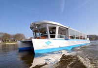 Die Solaaris (Foto: Stadtwerke Münster) Das Solarchiff Solaaris auf dem Aasee