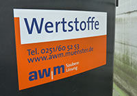 Foto: Abfallwirtschaftsbetriebe Münster) Abfalltonne für Wertstoffe