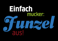 Einfach mucker: Funzel aus! Grafik mit Schriftzug 'Einfach mucker: Funzel aus!'