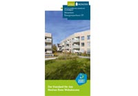 Titelblatt des Flyers "Münsters Energiesparhaus 55" Blick auf zwei Neubauten