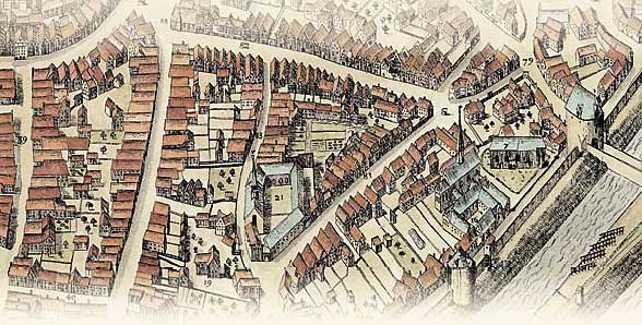 Graphik: Ausschnitt aus der Vogelschau des Everhard Alerdinck von 1636