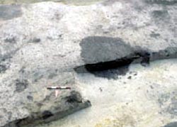 Foto: Pfostengrube der vorgeschichtlichen Siedlung