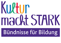 Signet des Programms "Kultur macht stark" Bunter Schriftzug