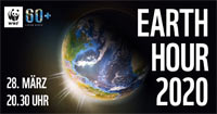Das Logo der Earth Hour 2020 Grafik mit Ankündigungstext zur Earth Hour 2020