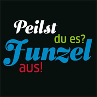 Postkartenmotiv "Funzel aus" Grafik mit Schriftzug "Funzel aus"
