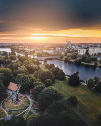 Mühlenhof und Aasee von oben Foto
