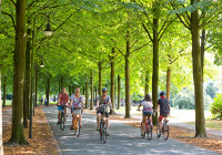 Fahrradfahrer auf der Promenade Foto