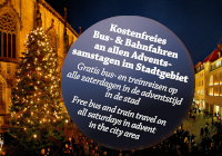 Kostenfreies Bus- und Bahnfahren an allen Adventssamstagen im Stadtgebiet Button: Kostenfreies Bus- und Bahnfahren an allen Adventssamstagen im Stadtgebiet